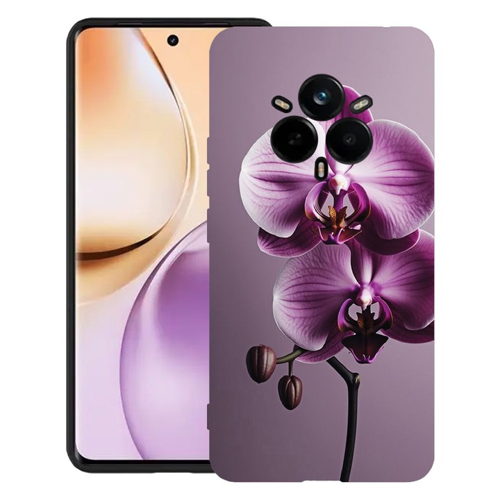 Силиконов калъф BestCase за Realme 14 Pro Plus 5G, Pink Orchid, Slim SIlicon 0.8MM, Camera Protection, Black, 1988290 B 1405