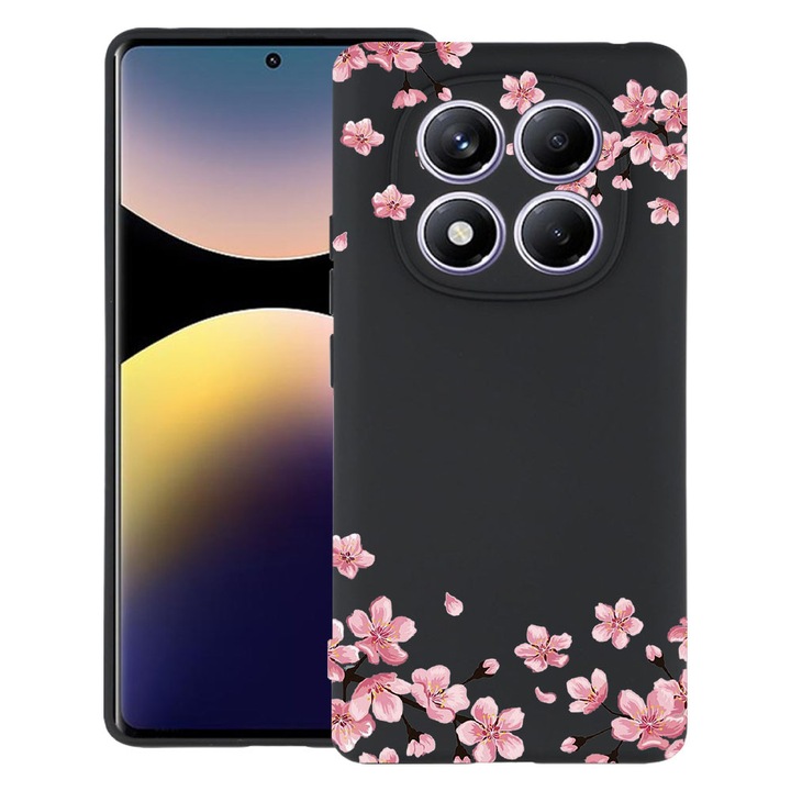 Силиконов калъф BestCase за Xiaomi Redmi Note 14 Pro 4G, Pastel colors - flowers, Slim SIlicon 0.8MM, Camera Protection, Black, 1997856 B 694