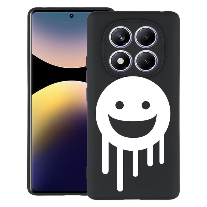 Силиконов калъф BestCase за Xiaomi Redmi Note 14 Pro 4G, Smiley, Slim SIlicon 0.8MM, Camera Protection, Black, 1997856 B 1498