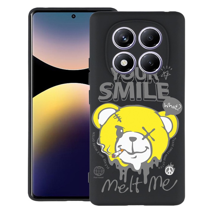 Силиконов калъф BestCase за Xiaomi Redmi Note 14 Pro 4G, Teddy Bear Your Smile Melt Me, Slim SIlicon 0.8MM, Camera Protection, Black, 1997856 B 1560