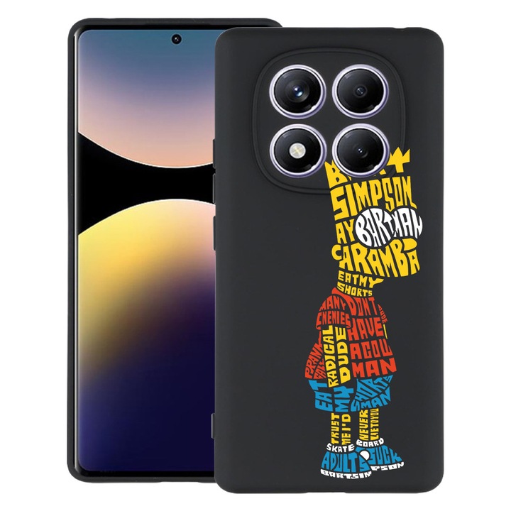 BestCase® Husa pentru Xiaomi Redmi Note 14 Pro 4G, Calligraphy Bart Simpson, Slim Silicon 0.8MM, Antisoc, Protectie camera si ecran, 1997856 B 1512