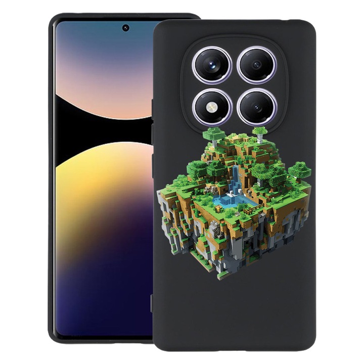Силиконов калъф BestCase за Xiaomi Redmi Note 14 Pro 4G, Minecarft World, Slim SIlicon 0.8MM, Camera Protection, Black, 1997856 B 1681