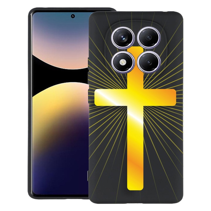 Силиконов калъф BestCase за Xiaomi Redmi Note 14 Pro 4G, Golden Cross, Slim SIlicon 0.8MM, Camera Protection, Black, 1997856 B 1786