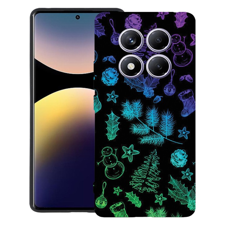 BestCase® Husa pentru Xiaomi Redmi Note 14 Pro 4G, Xmas Pattern, Slim Silicon 0.8MM, Antisoc, Protectie camera si ecran, 1997856 B 1358
