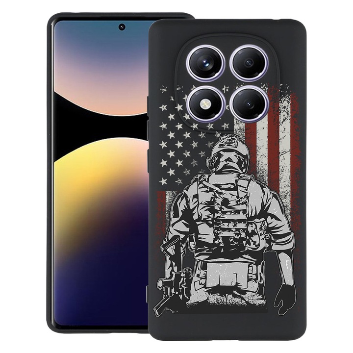 Husa pentru telefon, BestCase, TPU Mat Ultra Slim, design American Soldier, pentru Xiaomi Redmi Note 15 Pro Plus 5G