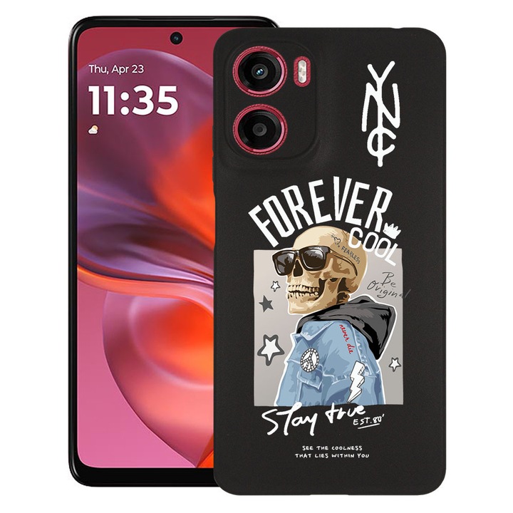 BestCase® Husa pentru Motorola Moto G06 cu Design Forever Cool Skeleton, TPU Mat Ultra Slim, 2082906 B 935