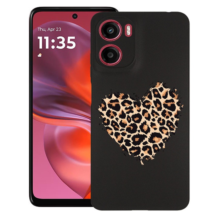 BestCase® Husa pentru Motorola Moto G06 cu Design Leopard Heart, TPU Mat Ultra Slim, 2082906 B 761