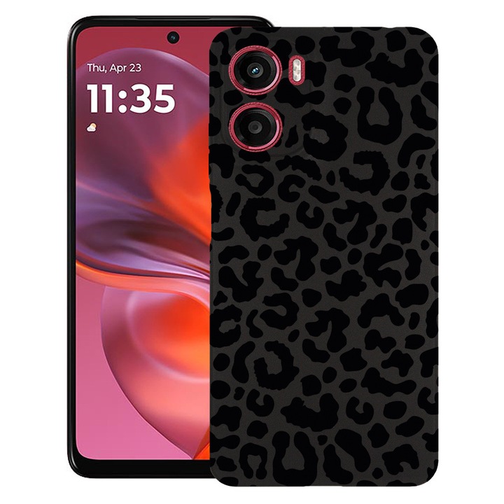 BestCase® Husa pentru Motorola Moto E15 / Moto G05, Leopard, Slim Silicon 0.8MM, Antisoc, Protectie camera si ecran, 1997859 B 1057