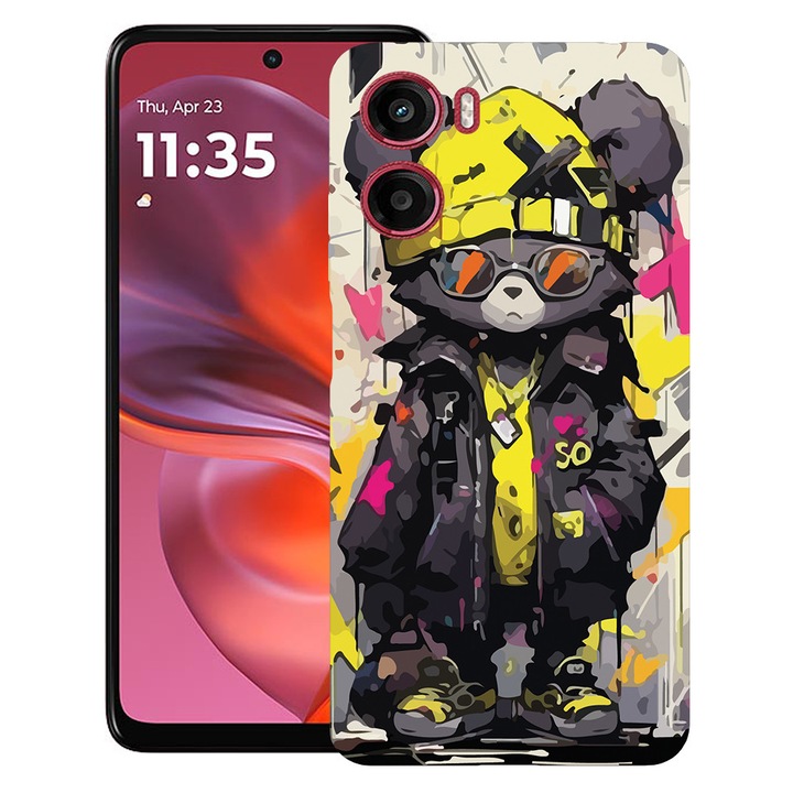 BestCase® Husa pentru Motorola Moto E15 / Moto G05, Teddy Bear Pastel colors, Slim Silicon 0.8MM, Antisoc, Protectie camera si ecran, 1997859 B 1465