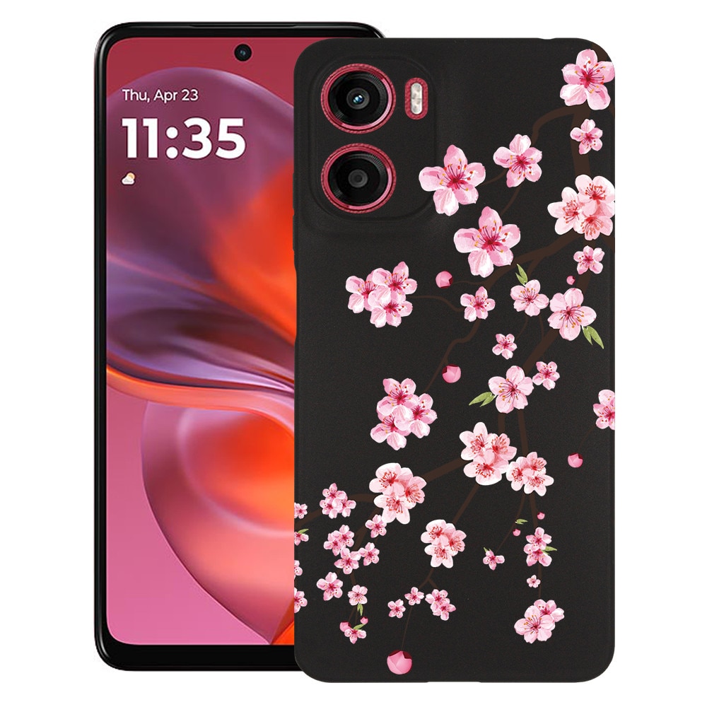 BestCase® Husa pentru Motorola Moto E15 / Moto G05, Japan Cherry tree, Slim Silicon 0.8MM, Antisoc, Protectie camera si ecran, 1997859 B 1475