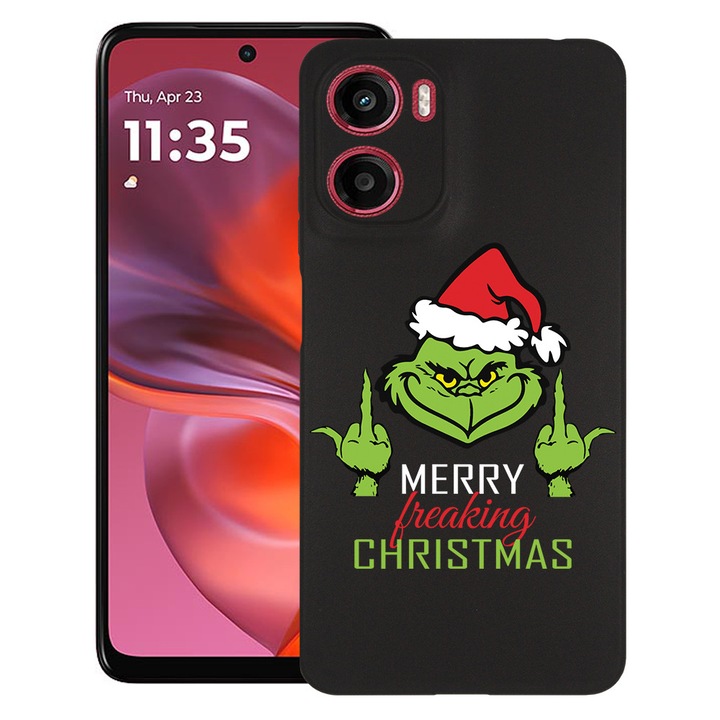 Силиконов калъф BestCase за Motorola Moto E15 / Moto G05, Grinches - Merry Xmas, Slim SIlicon 0.8MM, Camera Protection, Black, 1997859 B 1603