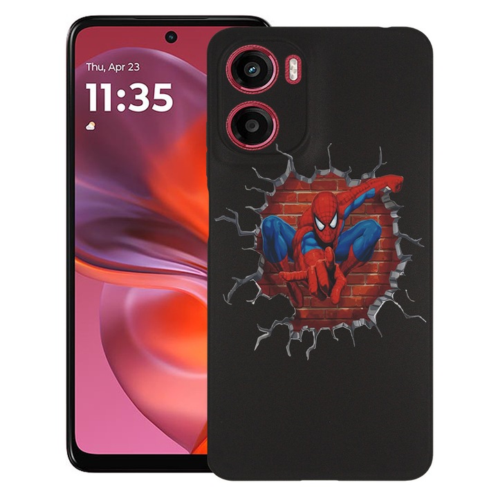 BestCase® Husa pentru Motorola Moto E15 / Moto G05, SpiderMan, Slim Silicon 0.8MM, Antisoc, Protectie camera si ecran, 1997859 B 1666