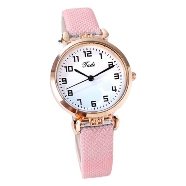 Ceas de dama cu quartz, GSFRQWH, design roz elegant, curea PU 18cm