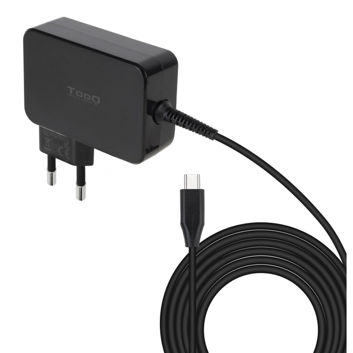 Incarcator laptop TooQ TQLC-USBCGAN100PD 100W, negru, USB-C, 1,8m