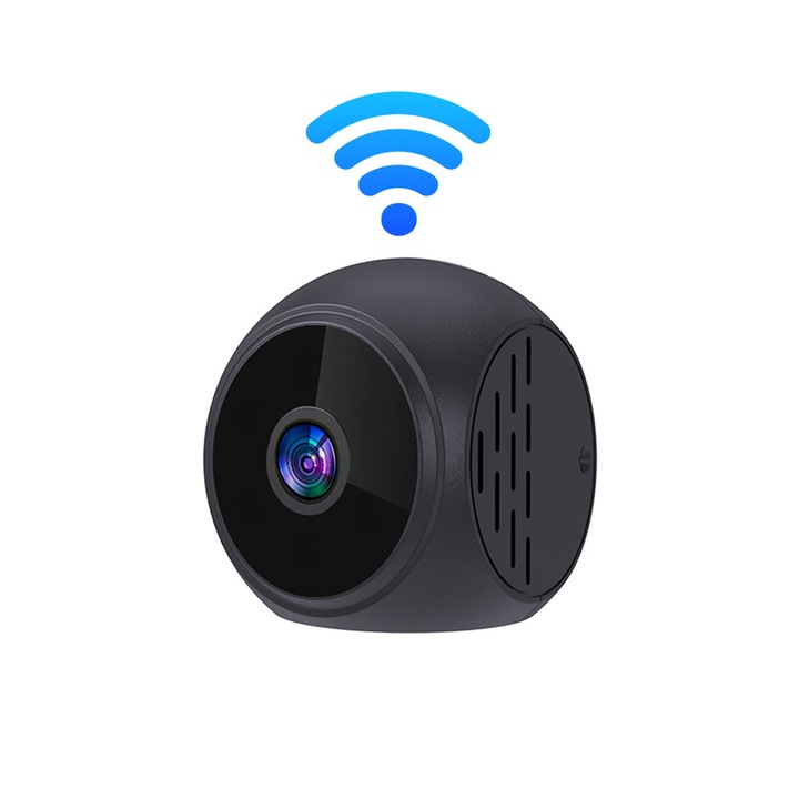 Mini Camera Spion/Supraveghere WiFi TEQRO™ 2.4GHz, Acumulator 800mAh, Night Vision, Detectie Miscarе, 5h, Loop, Control Aplicatie, TF Card, 90°