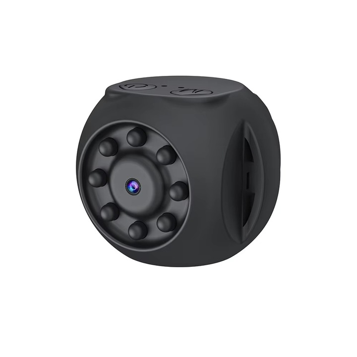 Camera Mini WiFi TEQRO™ WK10 cu Night Vision, Inregistrare Video, Monitorizare de la Distanta, Suport Card 128GB, 400mAh, Aplicatie MyLiveCam – Negru