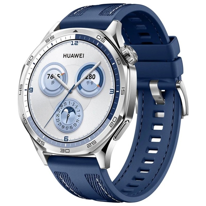 Curea compatibila cu Huawei Watch GT2 2E GT3 GT4 GT5 GT 2 3 4 5 46mm 48mm Pro, Samsung Galaxy Watch 46mm / 3 45mm, Gear S3 Classic / Frontier, Xiaomi Mi Watch, Amazfit GTR / GTR 2 / GTR 3 / GTR 4, BIP 5 / 6, ajustabila, silicon + nailon, 22mm, bleumarin