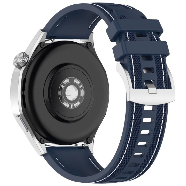 Curea compatibila cu Huawei Watch GT2 2E GT3 GT4 GT5 GT 2 3 4 5 46mm 48mm Pro, Samsung Galaxy Watch 46mm / 3 45mm, Gear S3 Classic / Frontier, Xiaomi Mi Watch, Amazfit GTR / GTR 2 / GTR 3 / GTR 4, BIP 5 / 6, ajustabila, silicon + nailon, 22mm, bleumarin