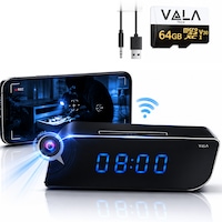 Camera Spion Wi-Fi IP Ascunsa in Ceas Desteptator Vala Tech®️, 64 GB, 1080P HD, Microfon, Infrarosu, Vedere Nocturna, Detectare Miscare, Alerte Aplicatie, Dispozitiv Spionaj cu Mini-Camera, Camera Spy, Unghi 160°, Compatibil iOS&Android