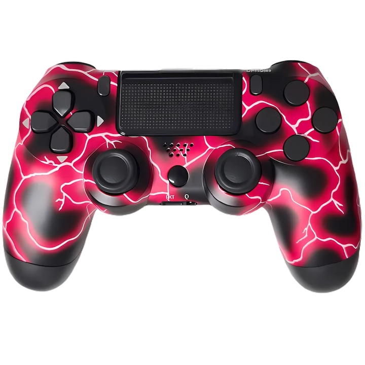 SDEPOT® vezeték nélküli vezérlő, PS4 kompatibilis, gyors válaszidővel, rezgésekkel, újratölthető akkumulátorral, piros elektromos modell