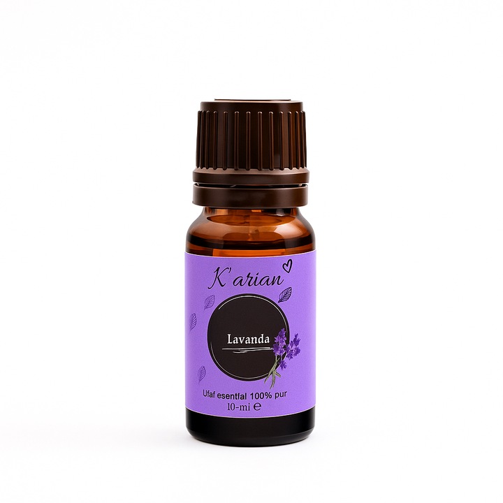 Ulei Esential de Lavanda, organic, certificat, 100% Pur, nediluat, recipient din sticla, 10 ml, Karian