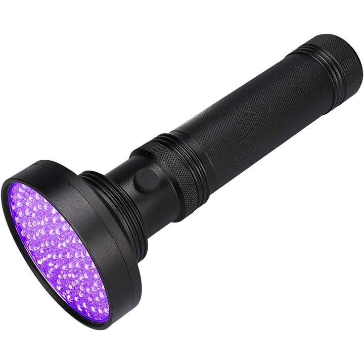 UV фенер, Ulisem, 100 LED, за откриване на петна от урина на животни, 395nm, черен