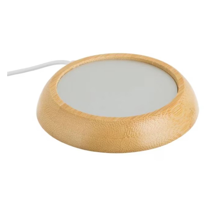 Електрически нагревател за чаши с USB кабел, сребристо-бежов, ефект дърво, 10 см