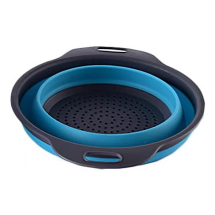 Strecuratoare pliabila, 24.5 x 7.8 cm, silicon, albastru, gri