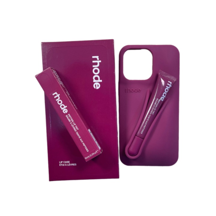 Rhode szájfény szilikon tok iphone 15 kompatibilis, raspberry jelly, lila tok