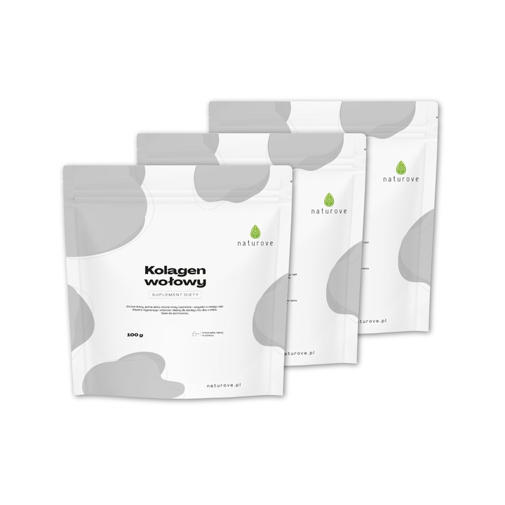 Colagen bovin naturove, set 3x100g, 100% hydrolizat, sprijina sanatatea pielii si articulatiilor