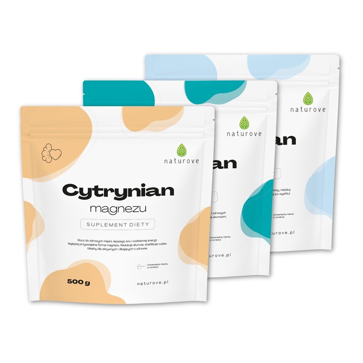 Set suplimente Naturove citrat magneziu/potasiu/malat magneziu 3x500g