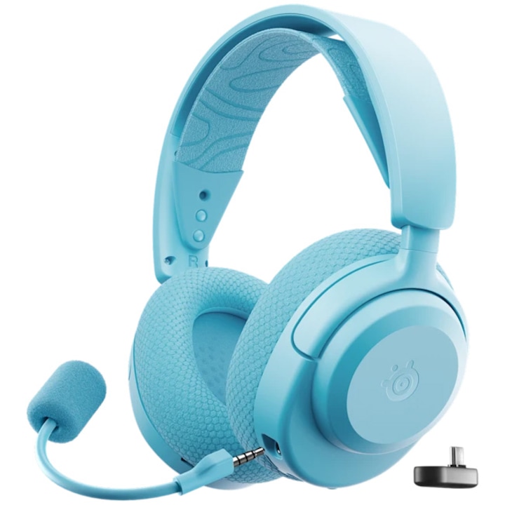 Casti Gaming Wireless Arctis Nova 3XW, Multiplatforma, USB/Wireless/Bluetooth, super fast charge, autonomie pana la 40 ore, Aqua