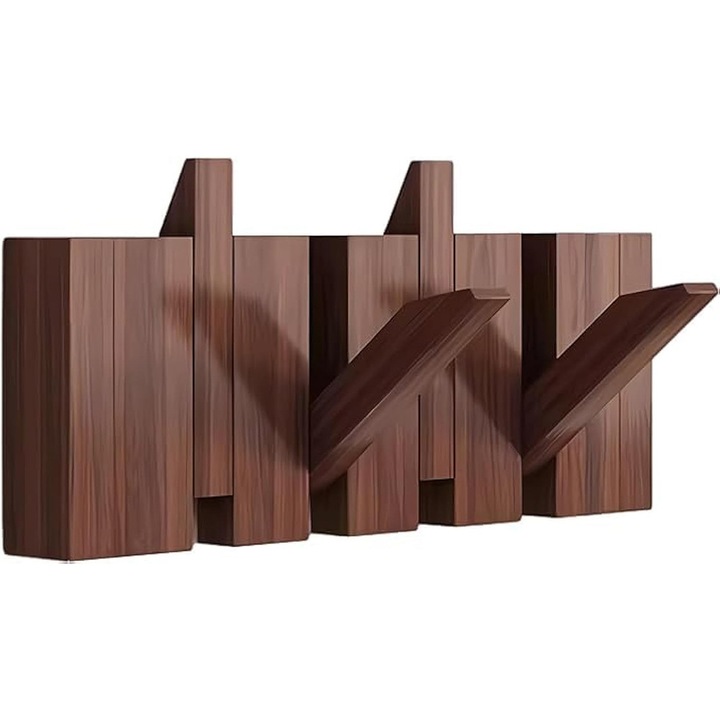 Fali akasztó, BOMSTOM, 4 akasztóval, Fa, Barna