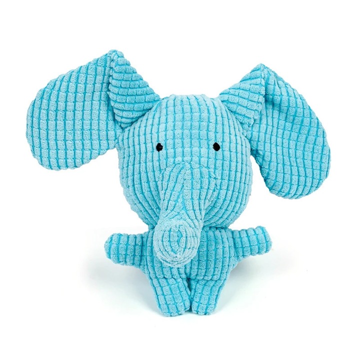 Jucarie pentru caini din plus, in forma de elefant, rezistenta la muscatura, cu sunet squeaky