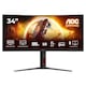 Monitor Gaming Fast VA LED AOC 34" CU34G4, UWQHD 3440x1440, HDMI, DisplayPort, Ecran curbat, 180 Hz, 1 ms Negru