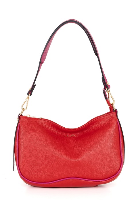 Anna Morellini, Geanta din piele cu barete detasabile de umar, Rosu, Fucsia