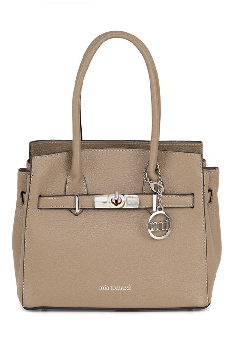 Mia Tomazzi, Кожена чанта с допълнителна презрамка, Сиво-кафяв