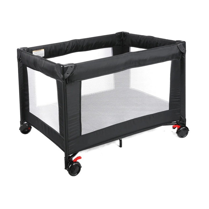 Patut pentru bebelusi, pliabil, 4 in 1, loc de joaca pentru calatorie, masa de infasat, negru