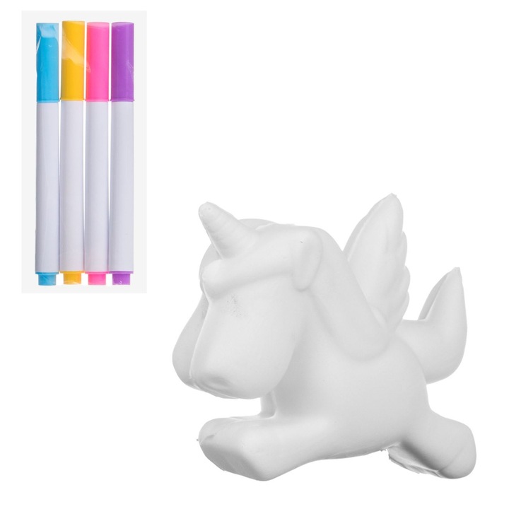 Set creativ ”coloreaza figurina squishy unicorn” & 4 carioci 11x2.5x10cm