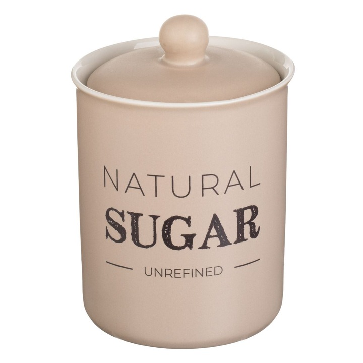 Recipient ceramic ecru cu capac "sugar" 750ml