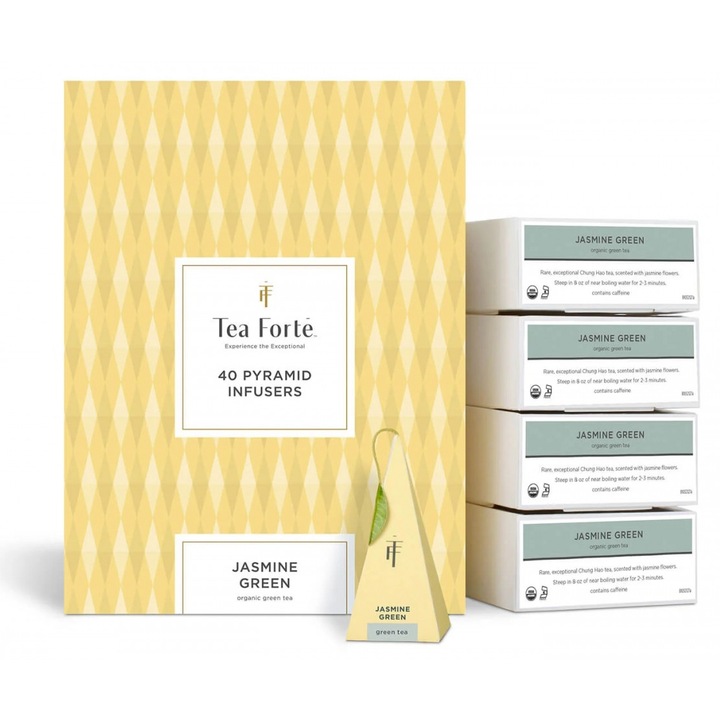 Ceai Jasmine Green ECO – Tea Forte -cutie cu 40 de piramide de ceai
