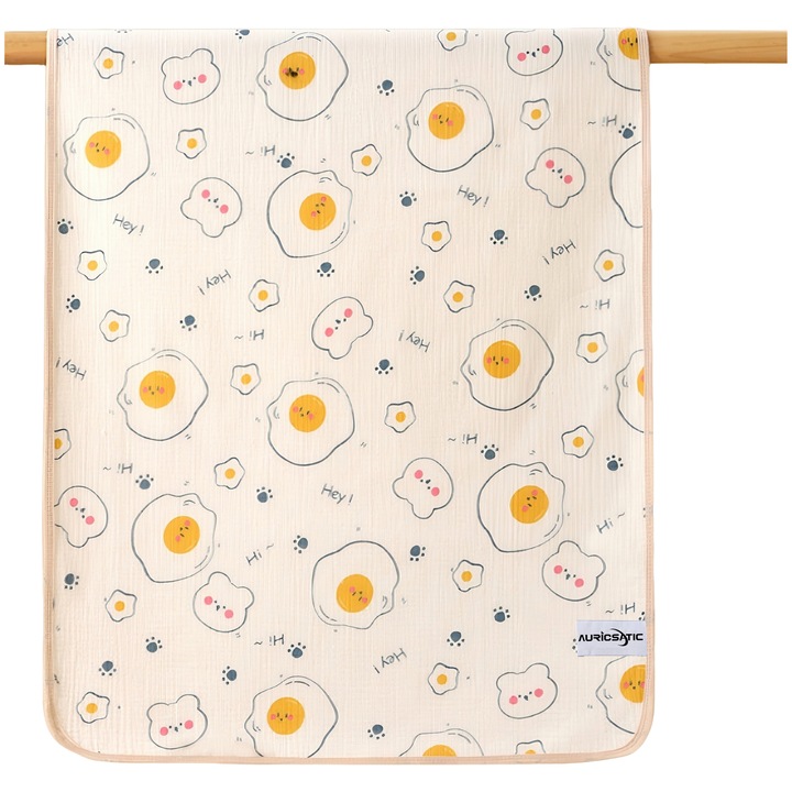 Водоустойчива подложка за бебета, AuriCsatic;90x120cm, 100% памук, TPU слой, модел с анимационни герои, многократна употреба, переща се