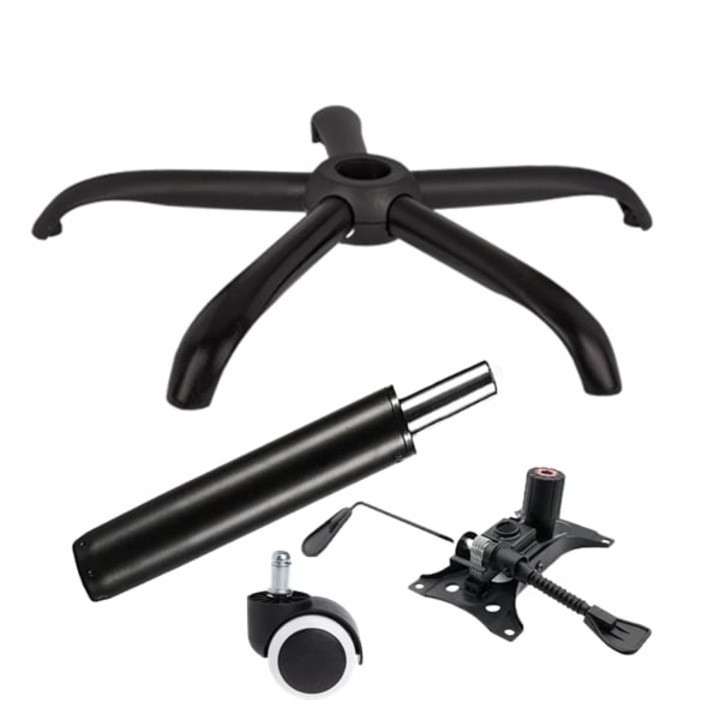 Set placuta balans metalica 25 x 15 cm, baza 64 cm, rola universala cauciuc si cilindru piston, gaz, pentru scaune birou, negru, 35 cm