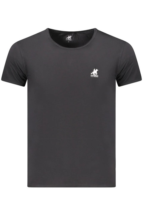 U.S. Grand POLO Tricou barbati simplu cu logo brodat, negru, M