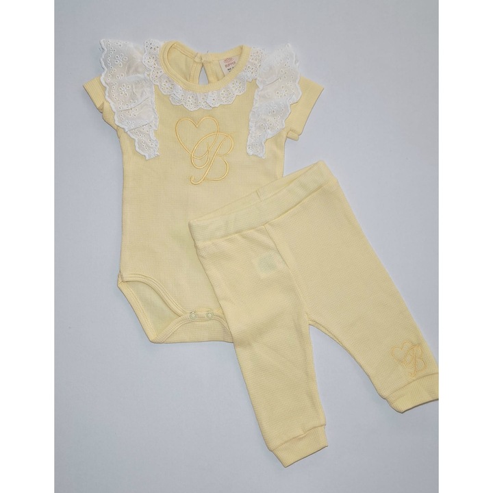 Compleu bebe, Bumbac, Galben, Galben pal