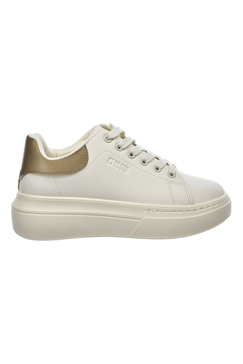 Big Star, Pantofi sport low-cut de piele ecologica, Auriu/Bej deschis