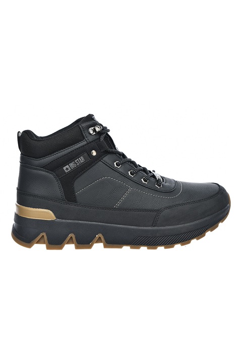 Big Star, Bocanci flatform de piele ecologica cu sireturi, Gri antracit