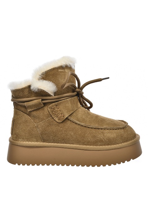 Big Star, Ghete de piele intoarsa cu captuseala de blana sintetica, Maro scortisoara, 39