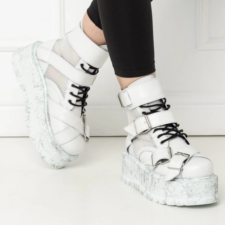 Bocanci Exclusives, alb, piele, Alb, 36