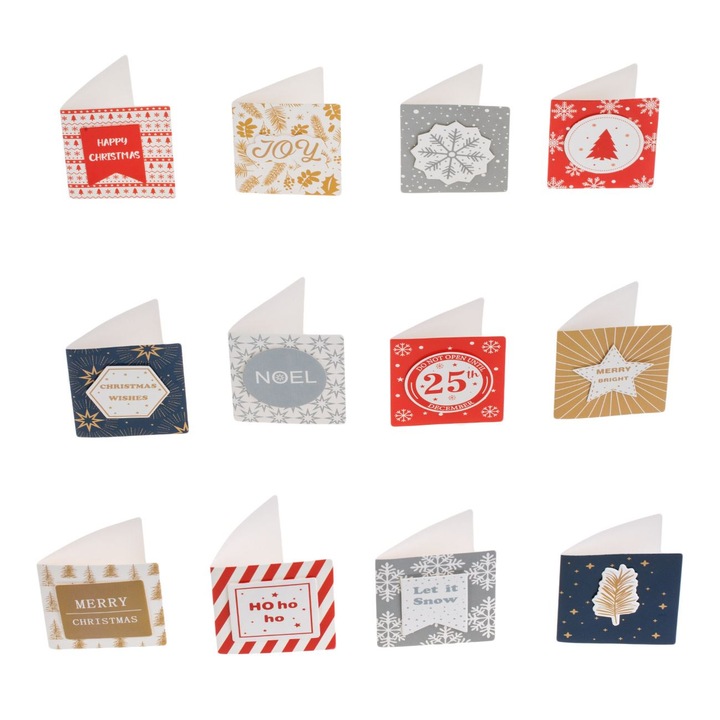 Set felictari de craciun autocolante cu 12 modele diferite pentru cadouri 5.5x6cm - 24buc